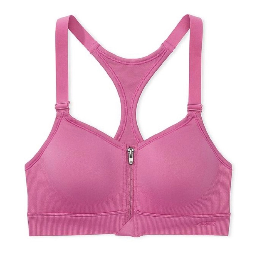 PINK Victoria's Secret Front-Zip Sports Bra in Pink - Picture 3 of 8